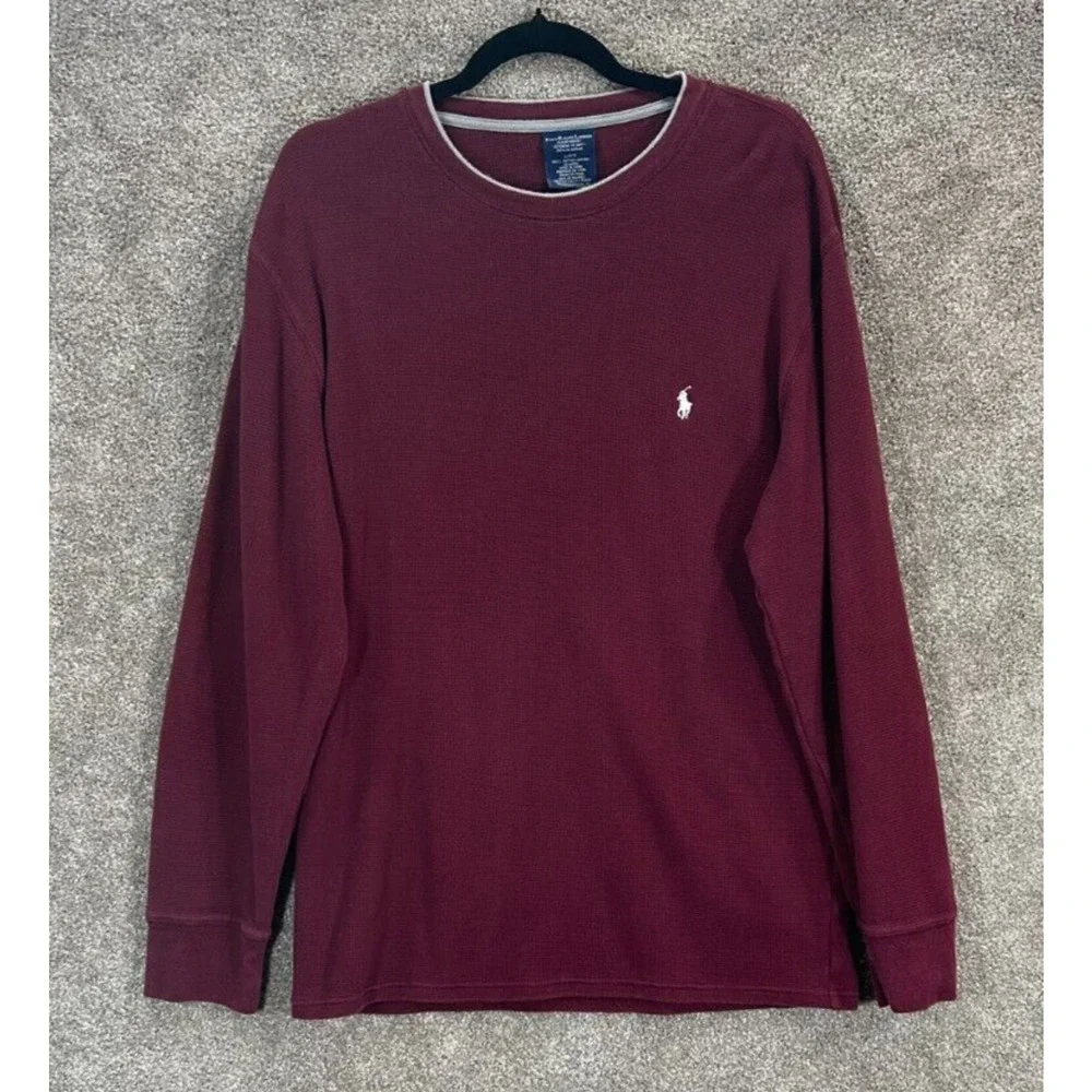 Polo Ralph Lauren Sleepwear Mens Large Red‎ Waffle Knit Thermal Pajama Top